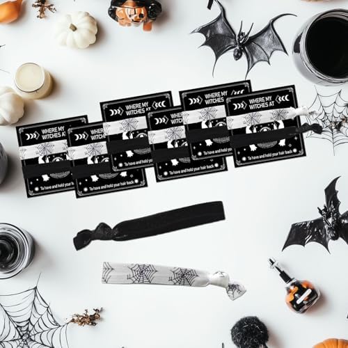 6Pcs Halloween Hair Ties for Girls Witch Theme Party Favors