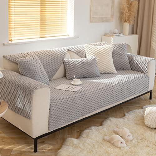 vctops Fluffy Faux Fur Sofa Cover Non Slip Warm Sectional Slipcover