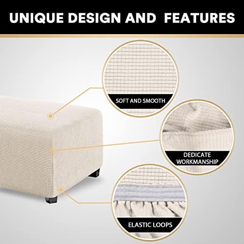 PrinceDeco Stretch Ottoman Cover Ivory Large Size