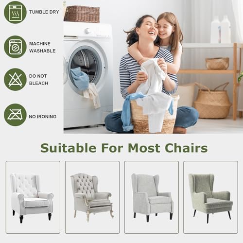 HAOYONG Stretch 2 Piece Wingback Chair Covers