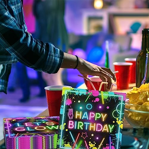 Glow Party Napkins 40Pcs Neon Birthday Supplies