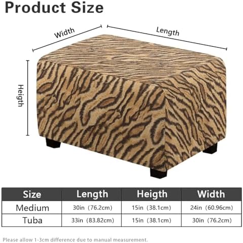 Tiger Print Ottoman Cover Stretch Folding Stool Furniture Protector