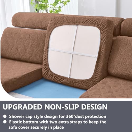Genina Waterproof Sofa Cushion Cover - Stretch Fit Brown
