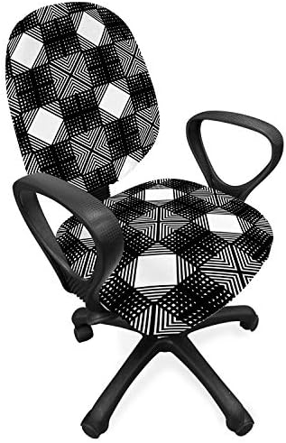 Ambesonne Geometric Office Chair Slipcover Charcoal Grey