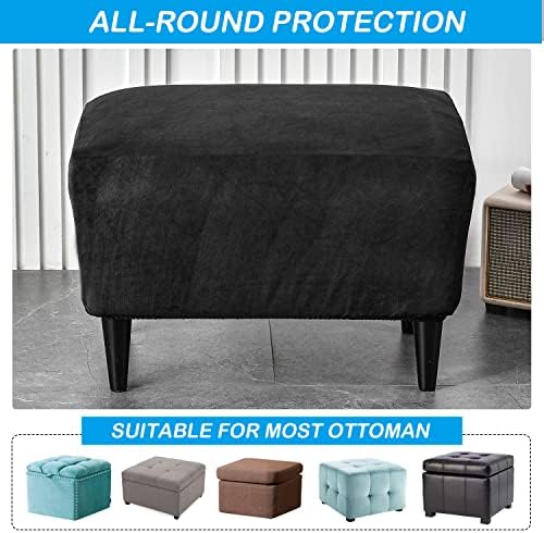 OBCREAT Velvet Ottoman Slipcover - Black