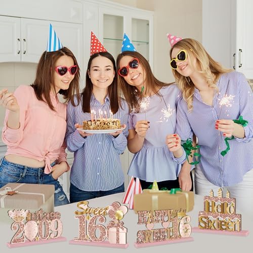 Yatufom 4 Piece Sweet 16 Birthday Centerpieces Decorations