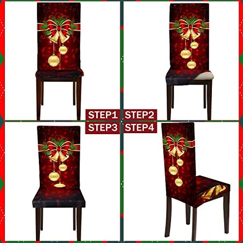Boao Christmas Chair Covers Stretchable 4 Pack