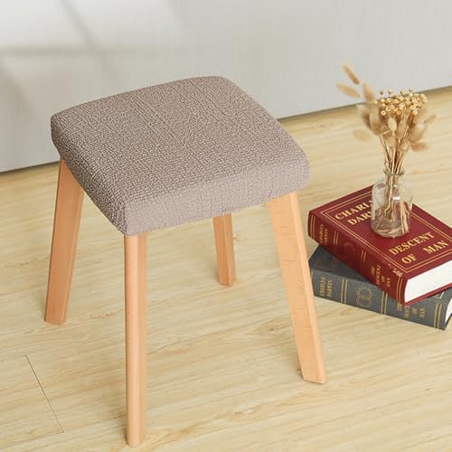 PODAY 2 Pcs Square Stool Cover Elastic Washable Dustproof Anti-Wrinkle Light Gray