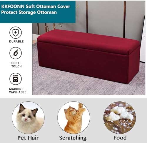 KRFOONN Velvet Stool Cover for Storage Bench Footrest Ottoman