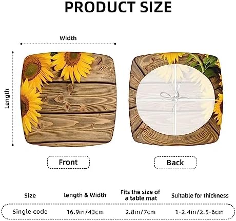 Brown Wood Texture Sunflower Dining Chair Covers Set of 6