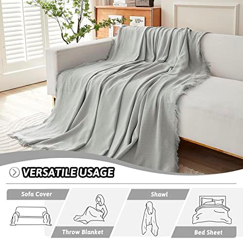 MEETSKY Sofa Slipcover Cotton Blend Woven Texture 71x118 Light Gray