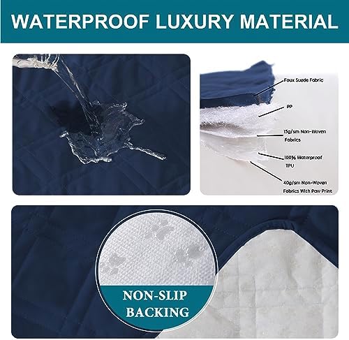 Turquoize Waterproof Armrest Covers Set of 2 Navy