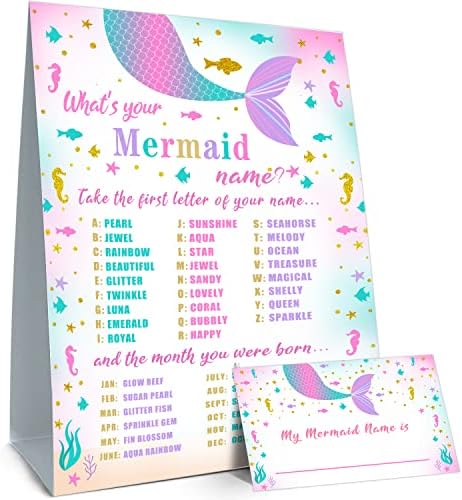 Mermaid Name Game Sign with 30 Stickers