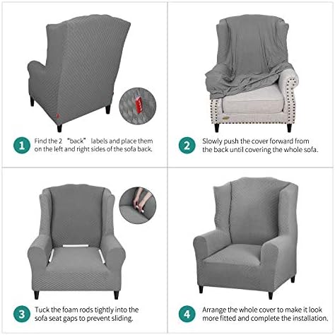 YEMYHOM Wingback Chair Slipcover Jacquard Design Non-Slip