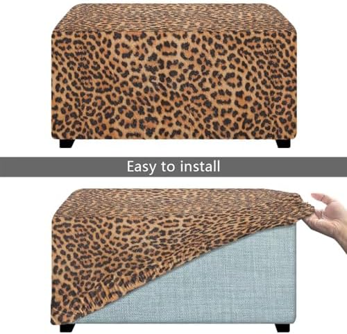 Leopard Print Stool Cover for Ottoman