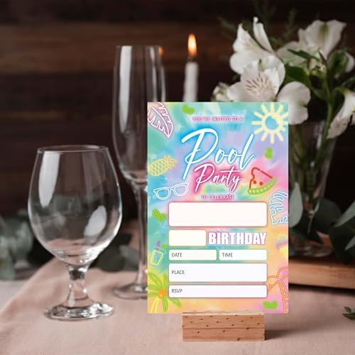 Pool Party Invitations 20 Pack with Envelopes