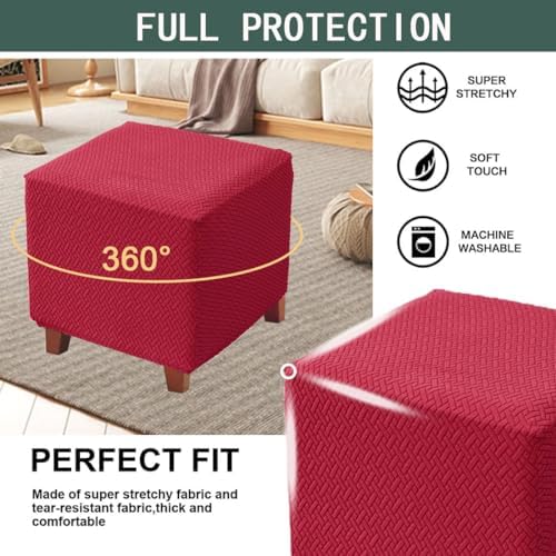 Bifaunvogel Wine Red Square Ottoman Slipcover