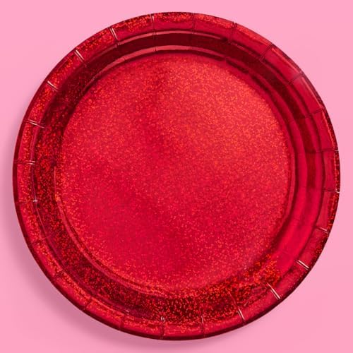 XO Fetti Holographic Red Foil Plates 25 Pack