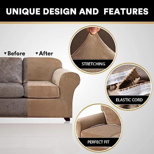 PrinceDeco Velvet Plush Chair Cover Set 2 Piece
