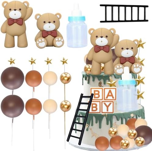 Gyufise 33Pcs Baby Bear Cake Topper Decorations
