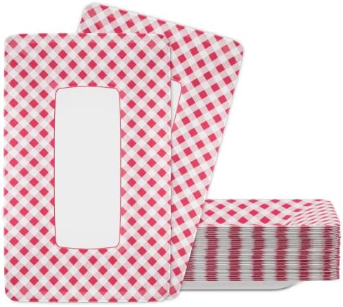 DYLIVeS Pink and White Plaid Plates 91x57 Inch 50 Pcs