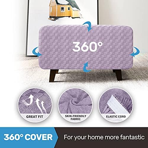 Light Purple Square Ottoman Slipcover with Elastic Bottom
