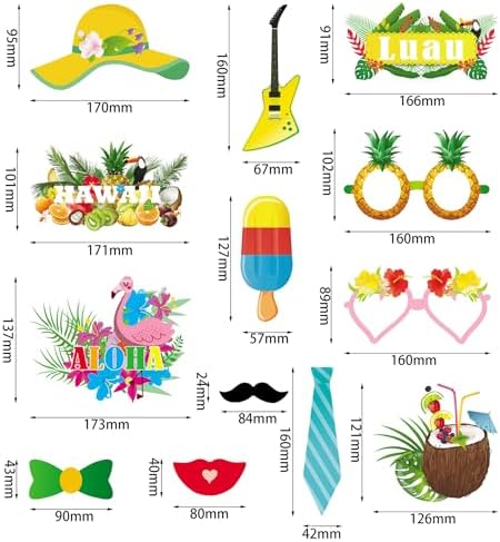 29Pcs Summer Photo Booth Props Tropical Party Decorations