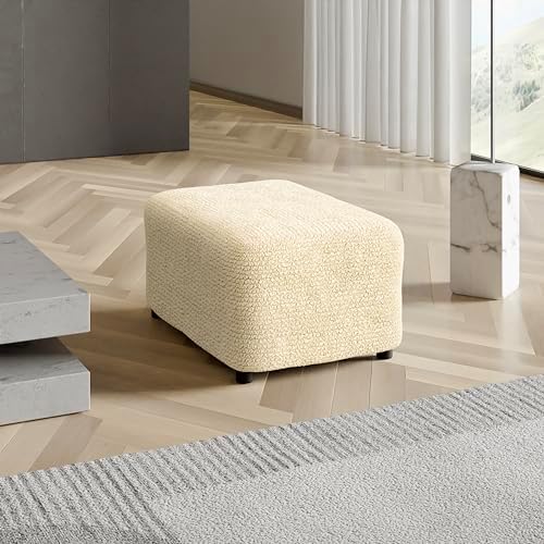 PAULATO BY GAICO Ottoman Cover Stool Cover Pouf Slipcover - Cream