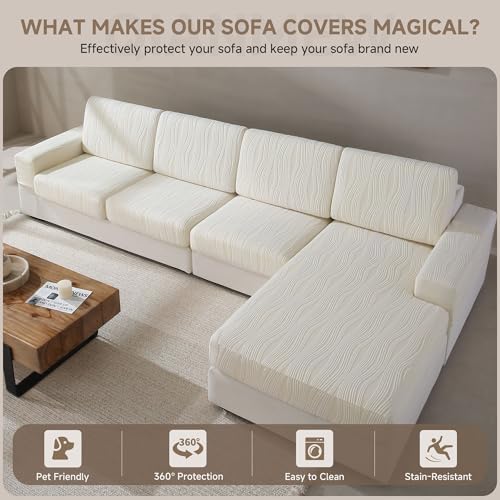 QIANMEW Couch Cushion Cover M Ivory Super Stretch