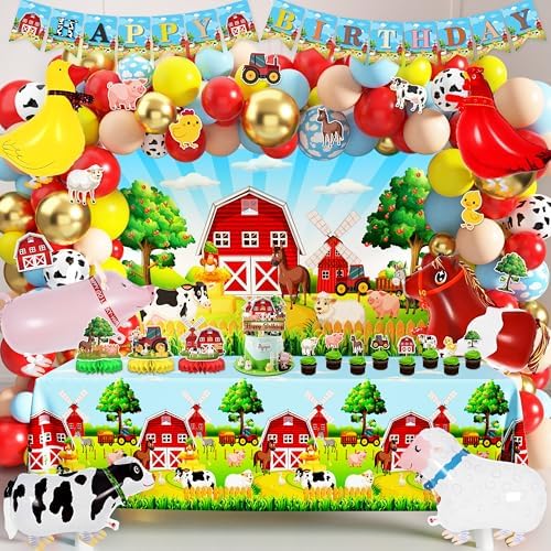 Farm Birthday Decorations Set with Animal Theme Supplies