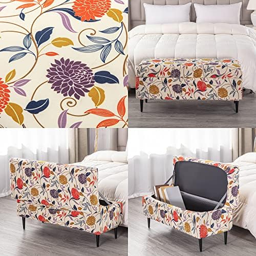 FUANGUI Storage Ottoman Cover with Elastic Bottom