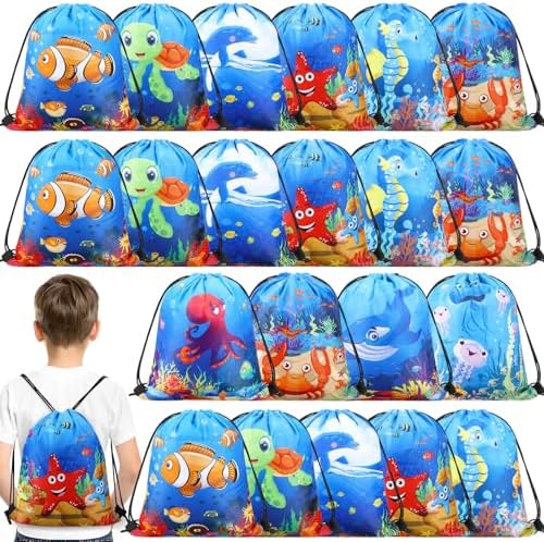 Sanwuta 36 Pcs Ocean Themed Drawstring Party Bags