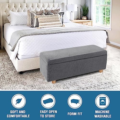 2-Piece Stretch Ottoman Covers - Grey X-Large