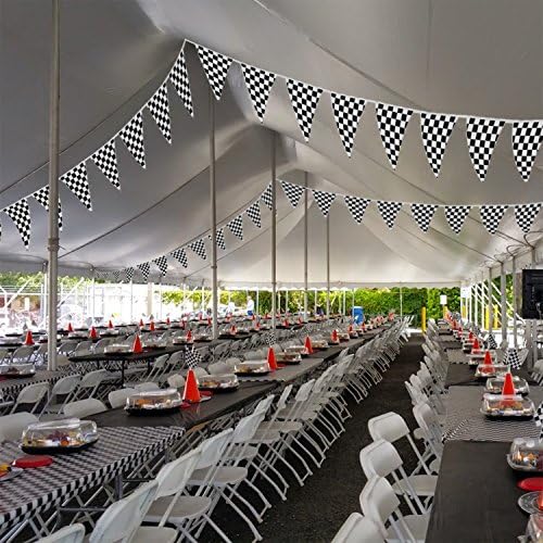 AnapoliZ Checkered Flags 100 FT Pennant Banner NASCAR Party Decor
