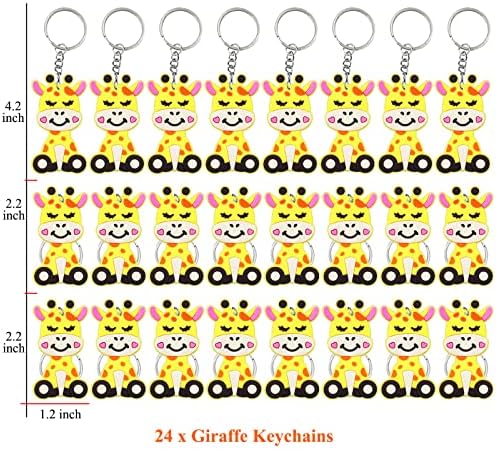 24 Pack Giraffe Keyring Party Favor for Kids 8