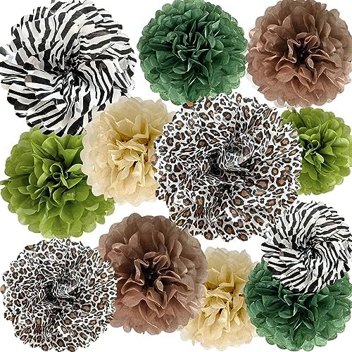 ANSOMO Jungle Safari Tissue Paper Pom Poms Decorations
