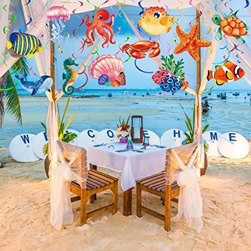 Clabby 30 Pcs Tropical Fish Ceiling Streamers Ocean Decorations