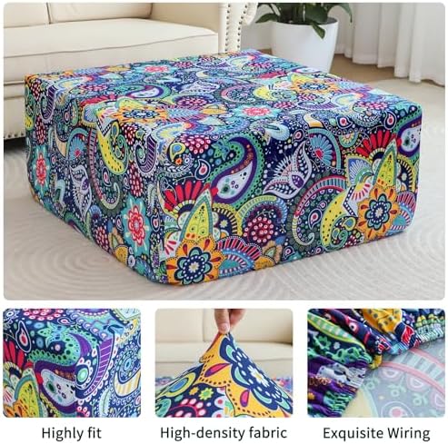 EVOLLER Waterproof Stretch Ottoman Cover 40x40x15 Inch