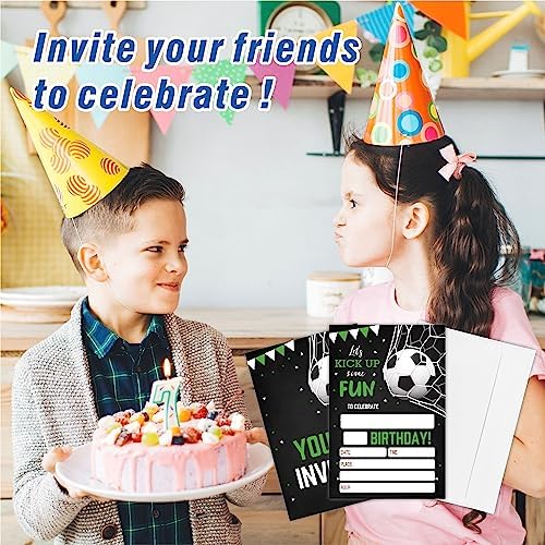 AWSICE Soccer Birthday Invitations 20-Pack with Envelopes
