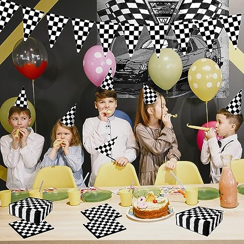 Black and White Checkered Flag Napkins 80Pcs Racing Party Decor
