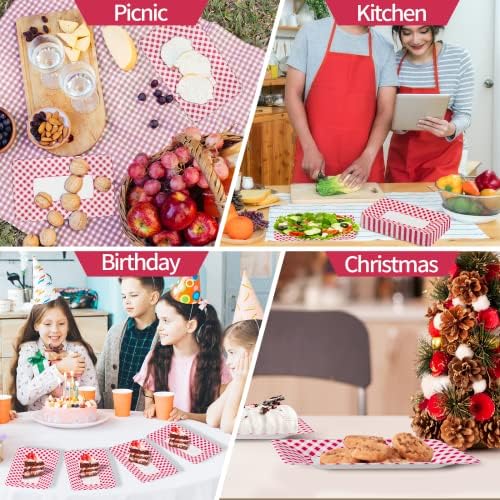 DYLIVeS Pink and White Plaid Plates 91x57 Inch 50 Pcs