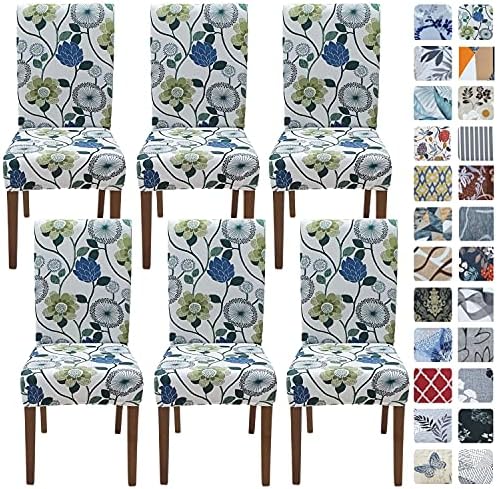 Springrico White Chair Covers 6 Pack Stretch Floral