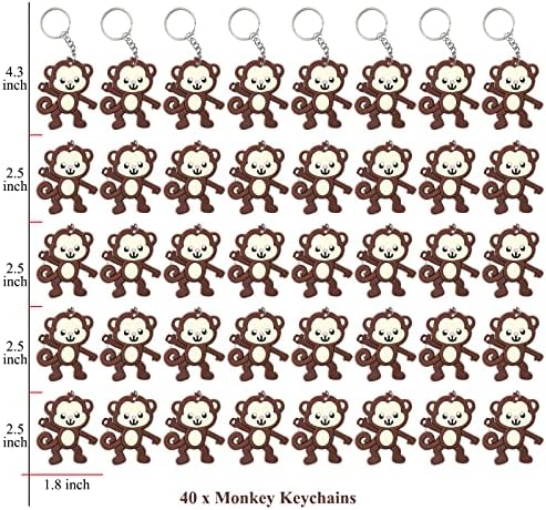 40 Pack Monkey Keyring Party Favor for Monkey Lover