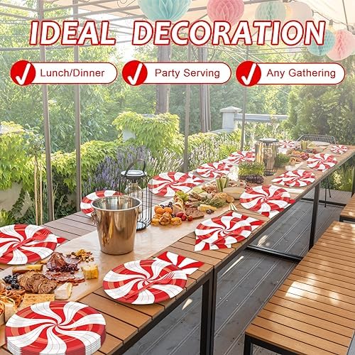 50 Piece Christmas Candy Cane Plates and Napkins Set