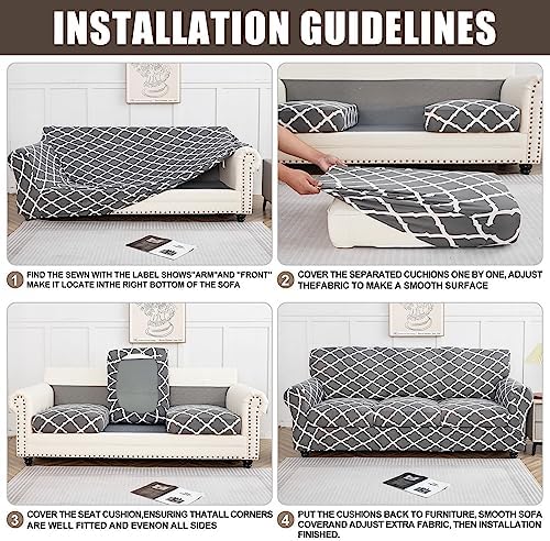 SearchI Stretch Sofa Cover Set with 3 Cushion Covers Beige