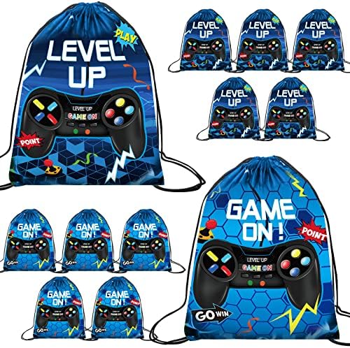 Eccliy 20 Pcs Video Game Drawstring Bags 12x10 Inch Party Favors