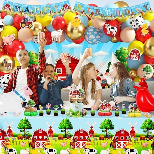 Farm Birthday Decorations Set with Animal Theme Supplies