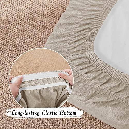 StangH Linen Sofa Cushion Covers 3 Pack Taupe